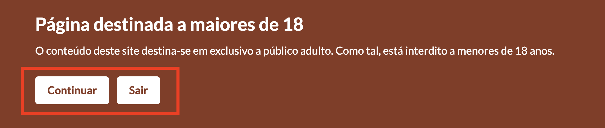 Cor de fundo do alerta para maiores de 18