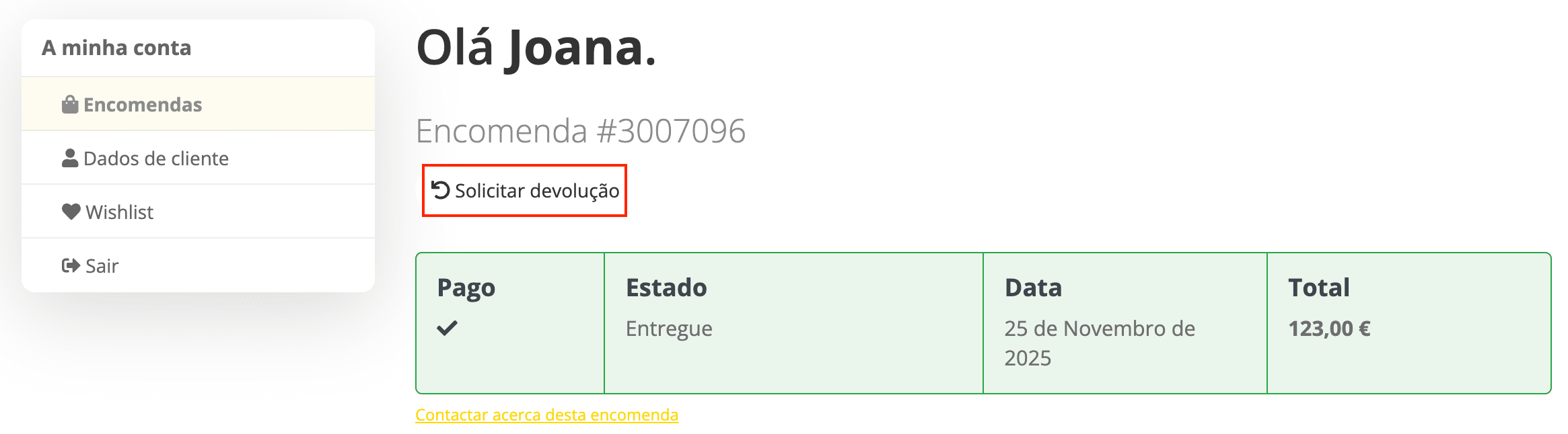 Solicitar devolução