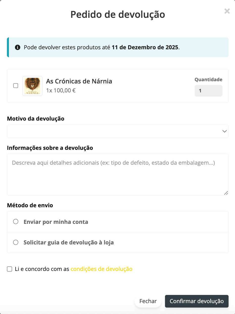 Pedido devolução