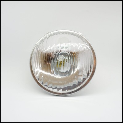 Luz redonda de veículo com lente de vidro e moldura metálica