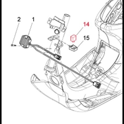 Esquemático técnico de peça automóvel com componentes numerados e estrutura visível