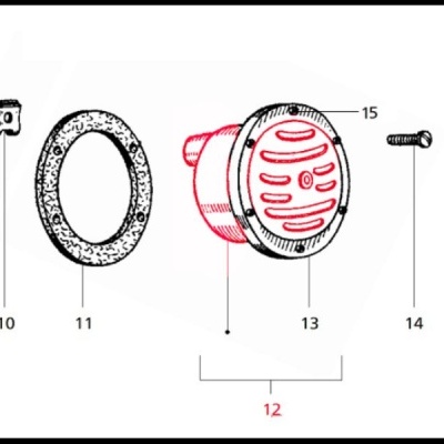 Componentes mecânicos rotulados e illustrados em esquema técnico