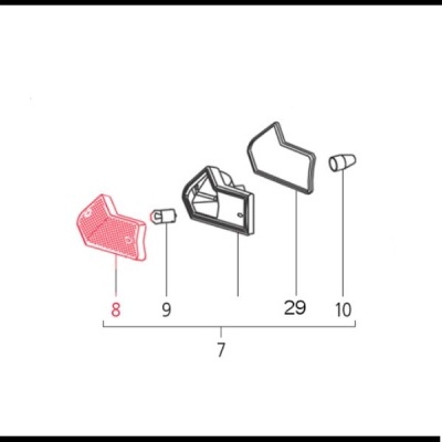 Vidro pisca atrás, do lado esquerdo para Vespa