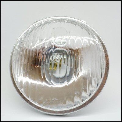 Foco redondo para automóvel com lente em vidro transparente texturizado