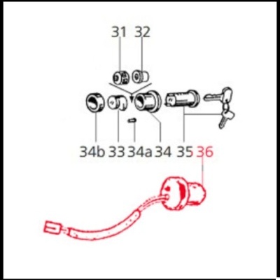 Desenho técnico de componentes mecânicos e elétricos com identificação numérica.