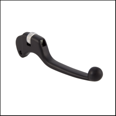 Manete preta de metal com roda de ajuste prateada