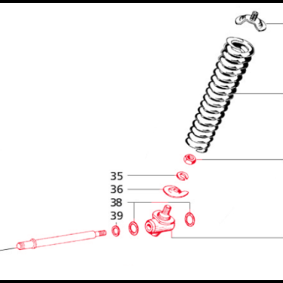 Perno assento de mola, frontal, em baixo para Vespa