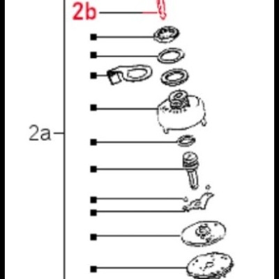 Desenho técnico de peças mecânicas numeradas 2a e 2b