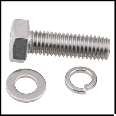 Parafuso hexagonal com arruelas de aço inoxidável prateado