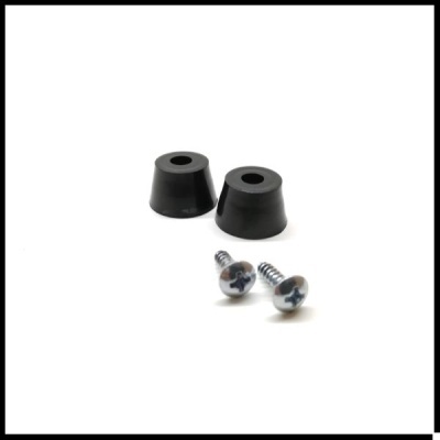 Parafusos metálicos com suportes de borracha pretos