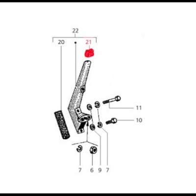 Desenho esquemático de peça metálica com números e medições