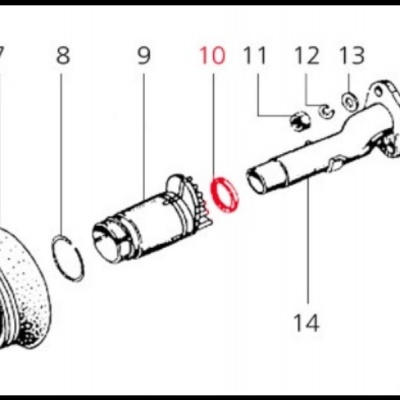 Desenho técnico de peças mecânicas numeradas