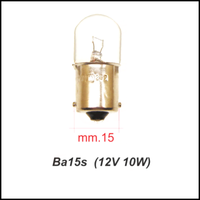 Lâmpada incandescente Ba15s 12V 10W com vidro transparente e base metálica