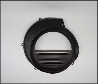 Capa protetora redonda preta com ventilação e orifícios de fixação