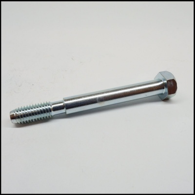 Parafuso metálico prateado com cabeça sextavada