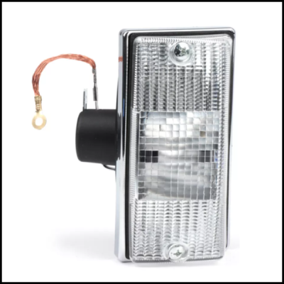 Refletor rectangular transparente com tampa cromada e fio de cobre