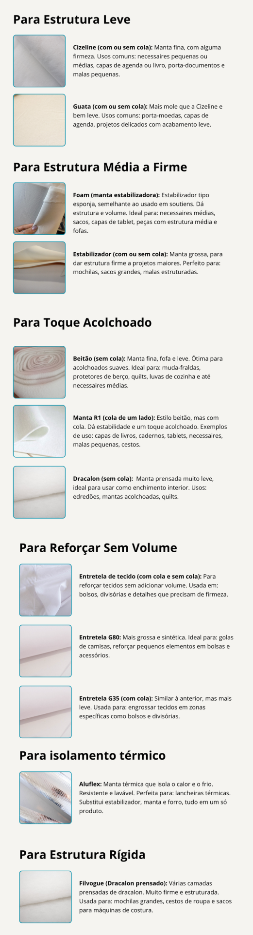 Qual manta ou entretela usar? Guia rápido para os seus projetos de costura criativa Qual manta ou entretela usar? Guia rápido para os seus projetos de costura criativa