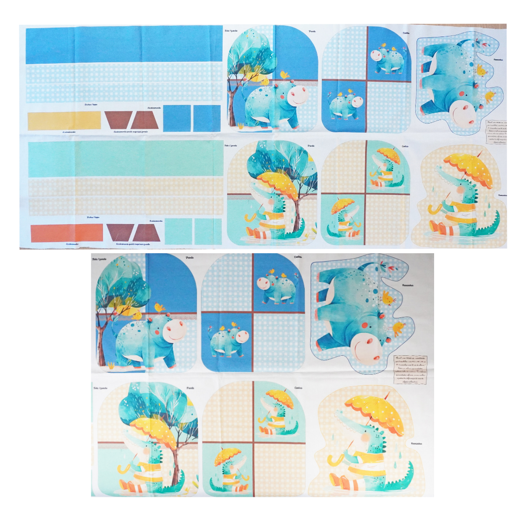 Painel Mochila e naninha Hipopotamo e Crocodilo