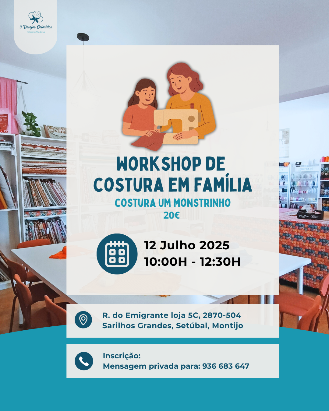 Novidade: Workshop de costura em família Novidade: Workshop de costura em família