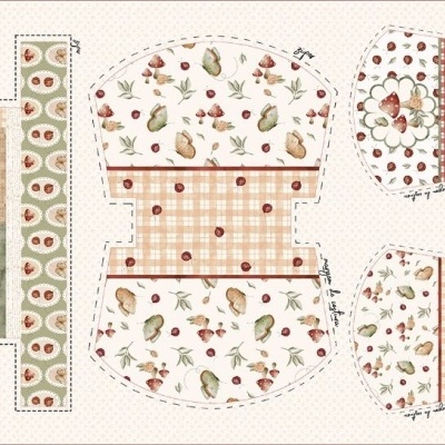 Padrões para corte de tecido com motivos naturais e indicações de costura