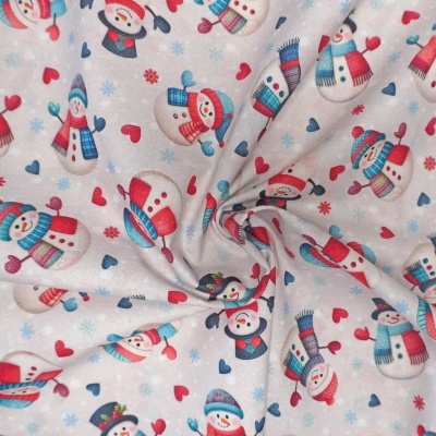 Tecido Bonecos de neve com Luvas e Gorros 150cm