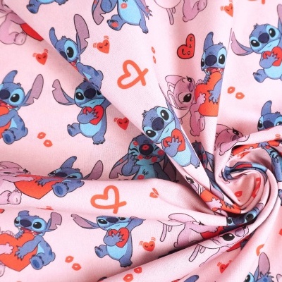 Tecido Disney Stich e Angel Rosa 140cm