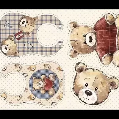 Padrões de ursinhos em tecidos ou papel para recorte