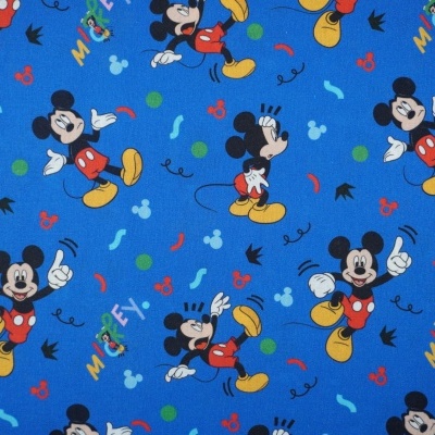 Tecido Disney Azul Mickey Simbolos 140Cm