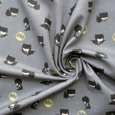 Tecido Batman e Simbolos Cinzento 150Cm