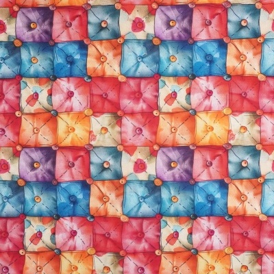 Tecido Costura Acolchoado Quadrados Coloridos 150cm