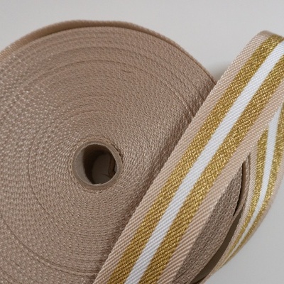 FG - Precinta Algodão Cru, Branco e Dourado  30mm