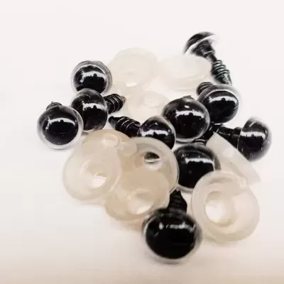 Olhos de Boneco Preto/Transparente 8mm