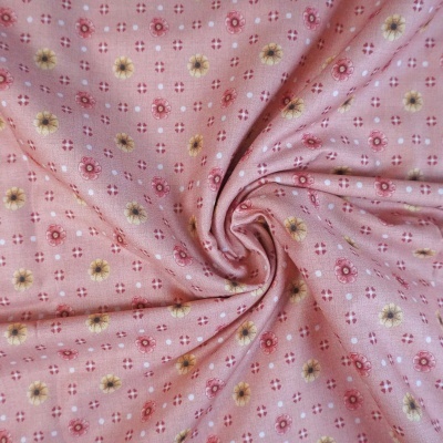 Tecido Fuxicos Mini Flores Alegria Fundo Salmão 150cm