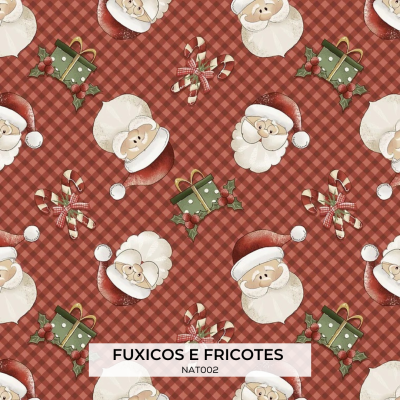 Tecido Fuxicos Pai Natal Fundo Verde 150Cm