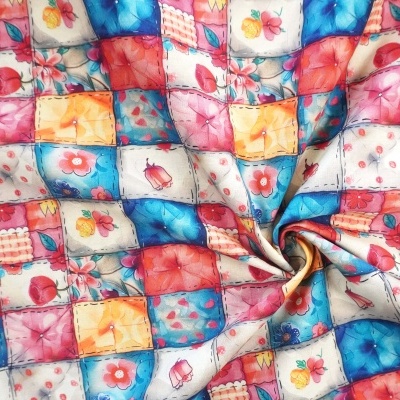 Tecido Costura Patchwork Rectangulos Flores 150cm