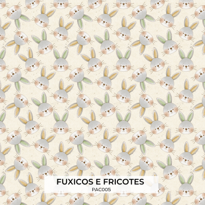 Tecido Fuxicos Rostos Coelhinhos 150CM