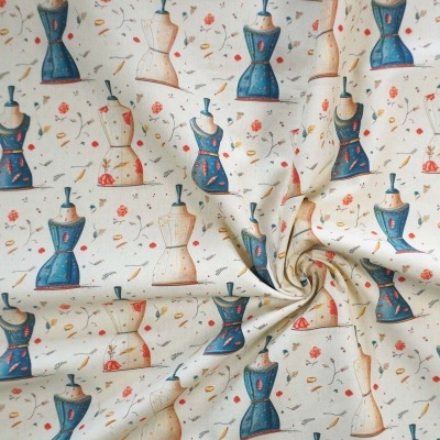 Tecido Costura Manequim Bege e Azul 150cm