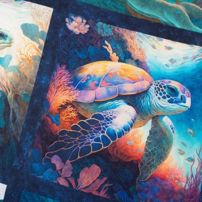 Painel QT Fabrics Coleção Tartarugas 30x110cm