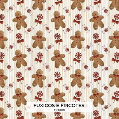 Tecido Fuxicos Doces de Natal 150Cm