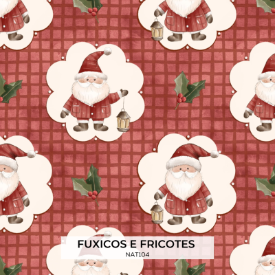 Tecido Fuxicos Noel No Camafeu Vermelho 150cm