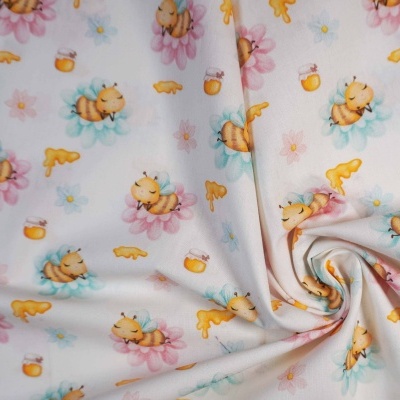 Tecido Coleção Abelhas Branco Com Mel 150cm