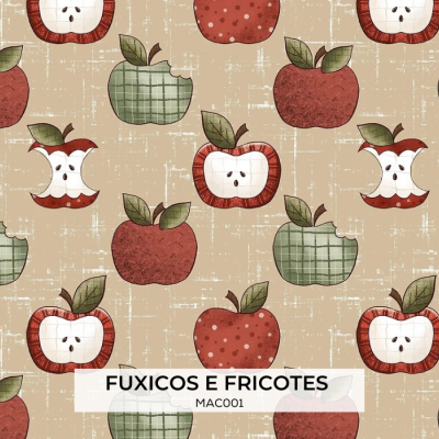Tecido Fuxicos Maçãs Country 150cm