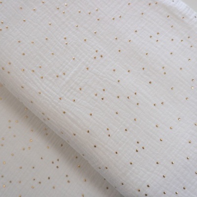 Mousseline Branca Pepita Dourada 155 cm