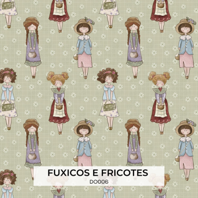 Tecido Fuxicos Mini Dolls Verde 150 CM