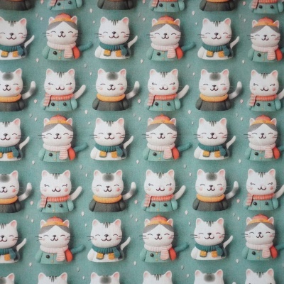 Tecido Gatinhos Sorridentes Verde 150CM