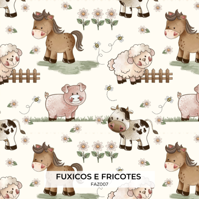 Tecido Fuxicos ANIMAIS VIDA NO CAMPO 150cm