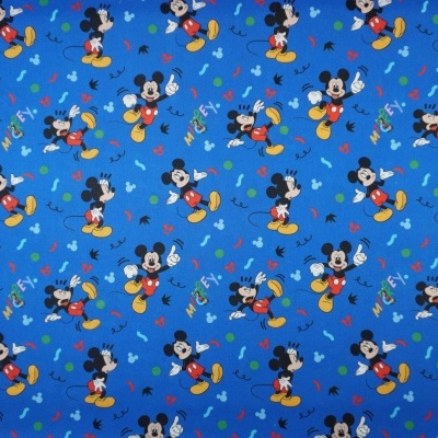 Tecido Disney Azul Mickey Simbolos 140Cm