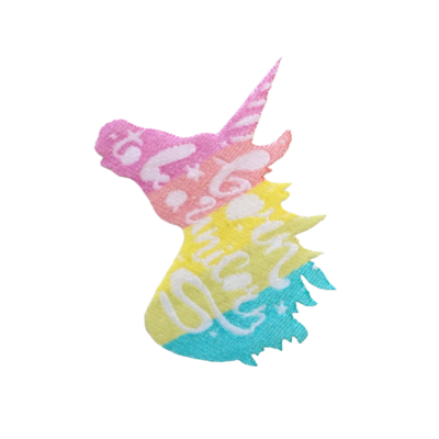 FG - Emblema Tecido Unicórnio Cabeça Colorida Frases