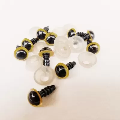 Olhos de Boneco Preto/Amarelo 10mm