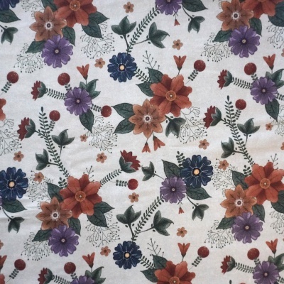 Tecido Fuxicos FLORAL AMO APLIQUE BEGE 150cm